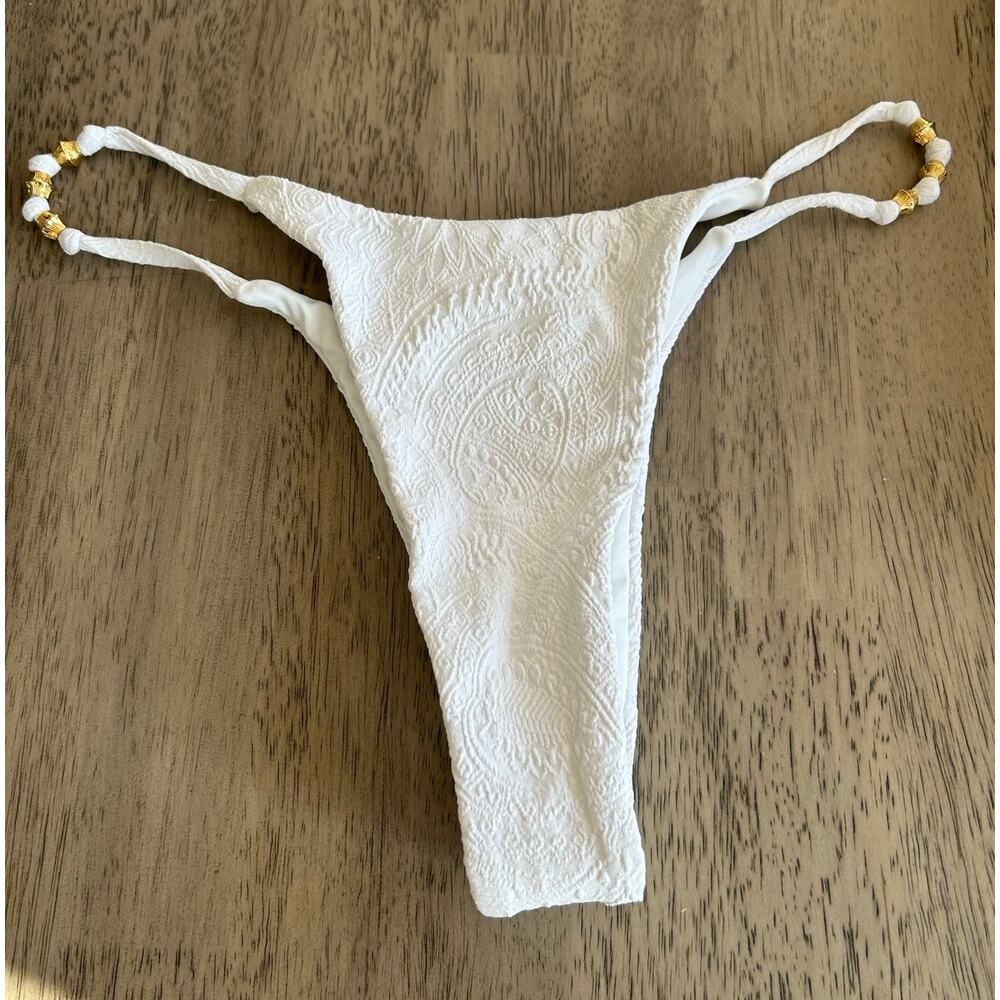 JMP The Label White Paisley Thong Bikini Bottom - M